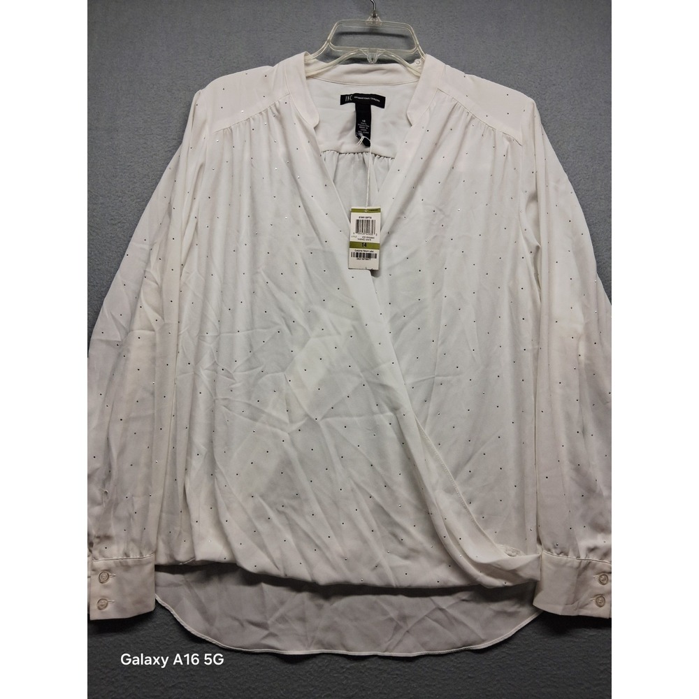 International Concepts NWT Women's White Longsleeve Rhinestones Size 14